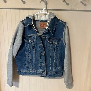 Levi hooded jacket. Runs small. Shorter in length.
